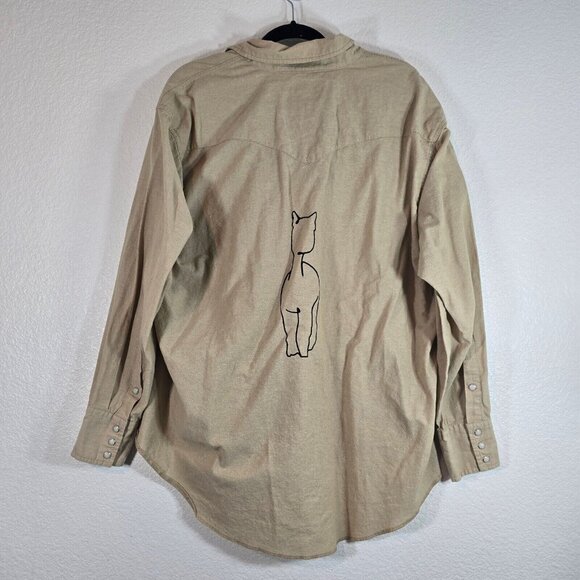 Wrangler Pearl Snap Button Up Shirt Men 1X Western Vintage Tan Horse Country - Picture 1 of 14